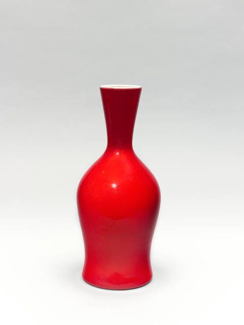 CHAMBOST-Vase épaulé à haut col 1063 rouge et blanc
