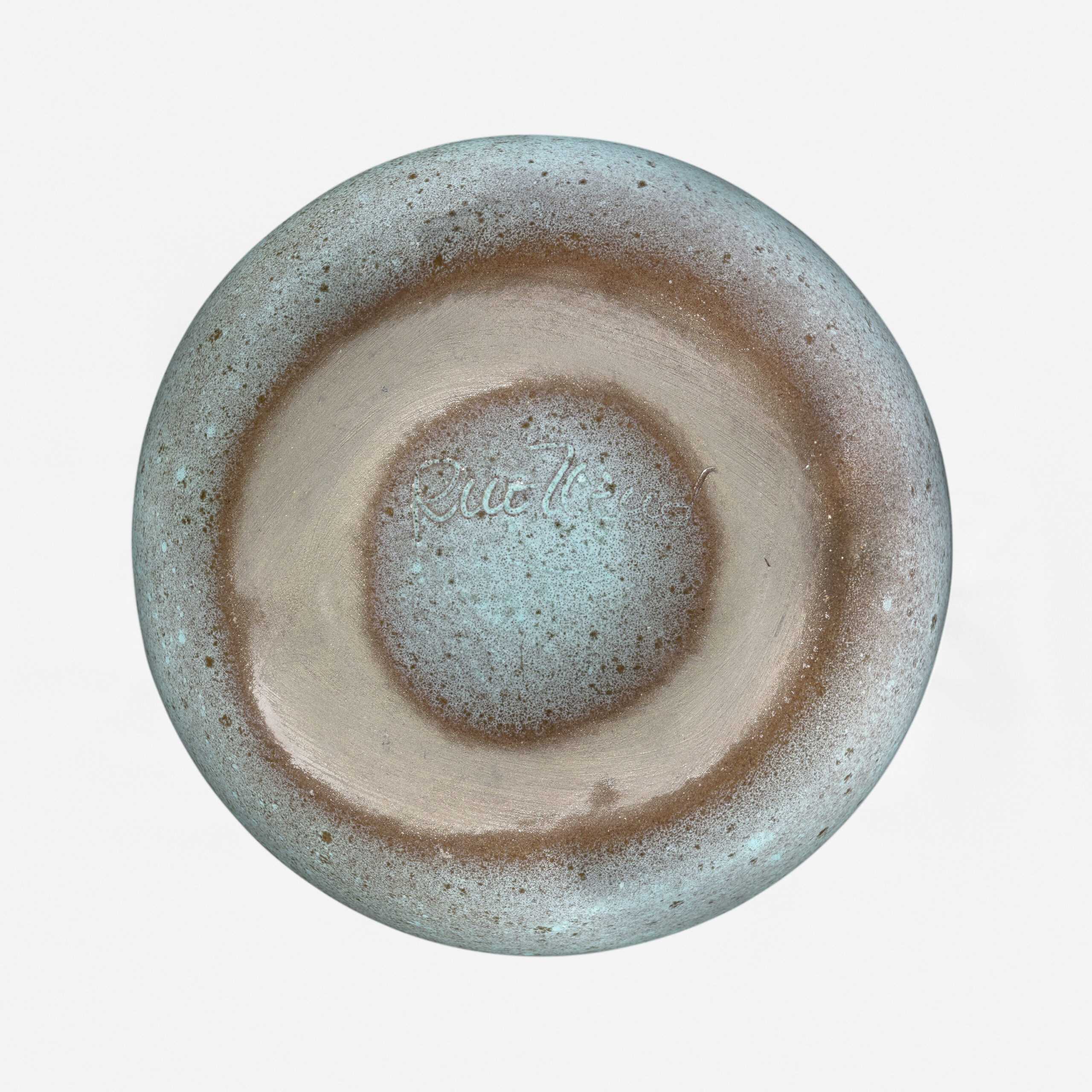 RUELLAND_VASE_APLATI_SANS_COL_PM_GRIS_BLEU_CHINE_NOIR_SIGN
